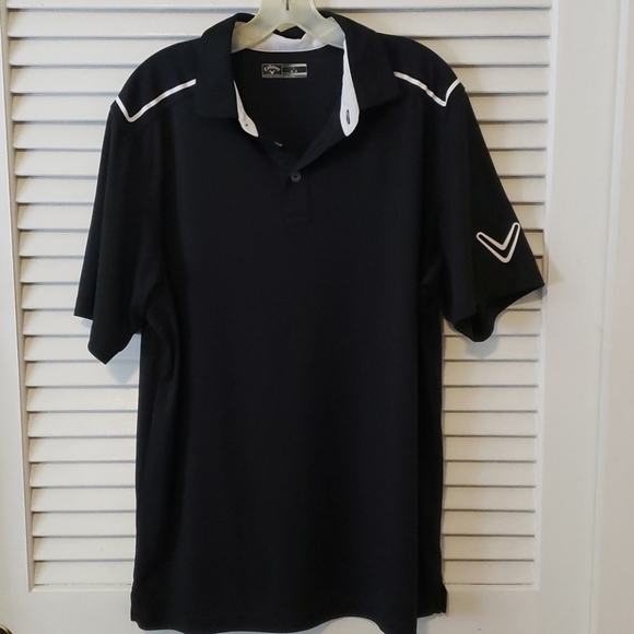 Callaway Golf Polo Black with White EUC Large - Picture 3 of 8